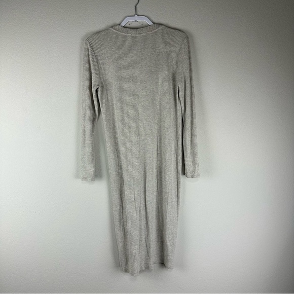 Beyond Yoga Gray Beige Long Sleeve Long Button Front Lightweight Cardigan Medium - Picture 4 of 8